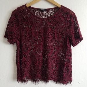 Burgundy Lace Top